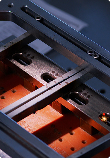 Close-up of a metal industrial machine component